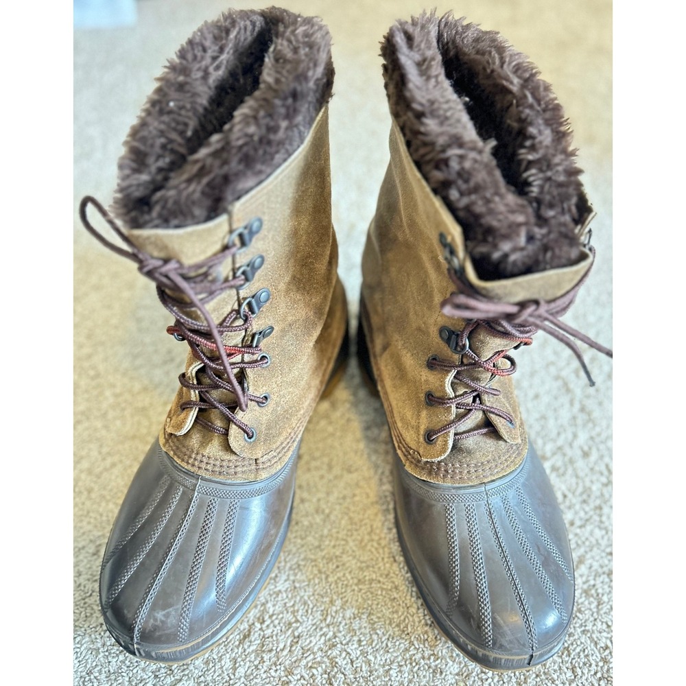 Sorel Caribou SZ 10 Winter Boots Brown Suede Waterproof Duck Boots Snow Liner